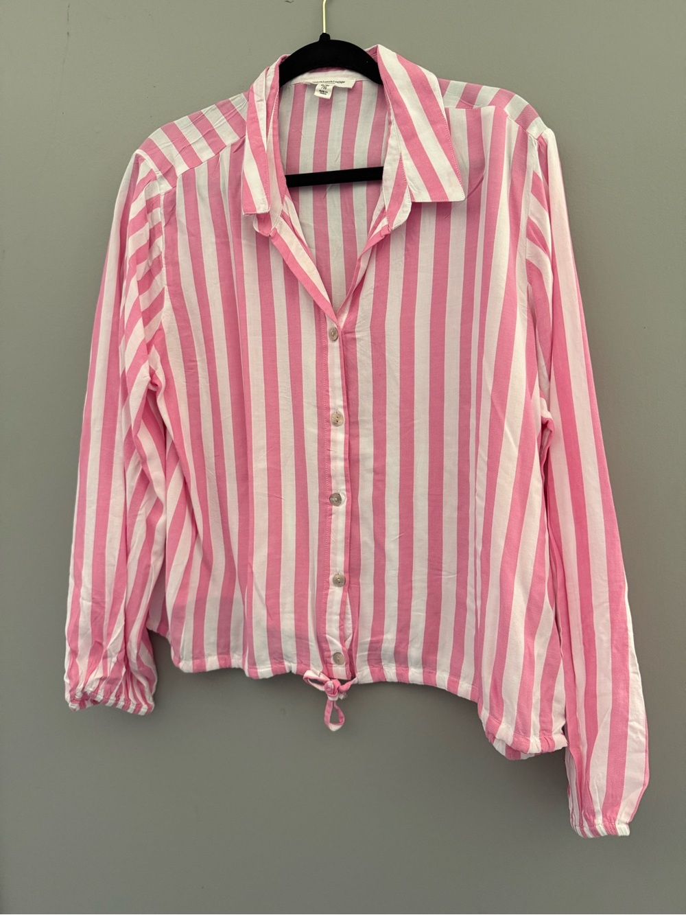 beachlunchlounge Pink & White Striped Button-Front Kids Shirt